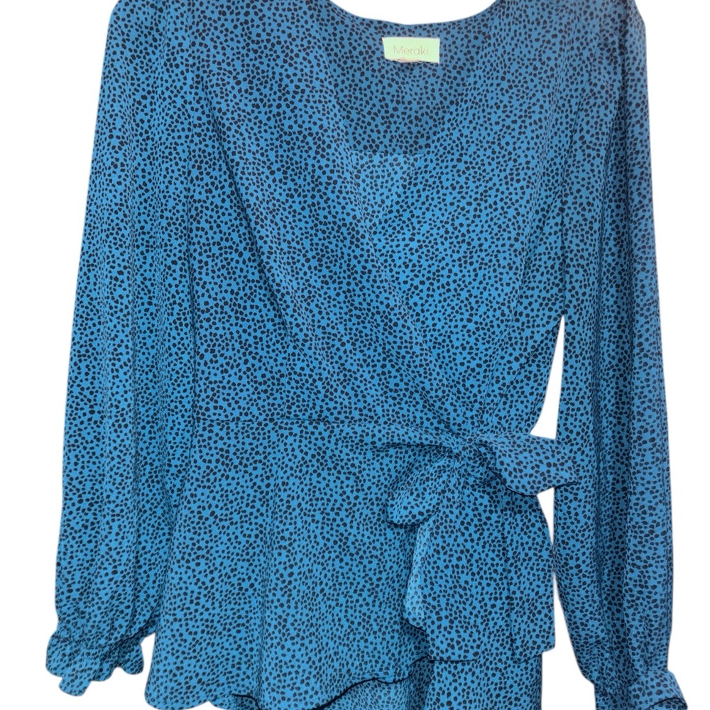 Meraki Teal Spotted Women's Blouse